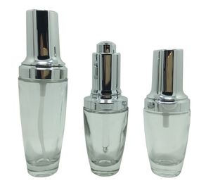 Luxury Empty Cosmetic Containers , Glass Lotion Pump Bottles Full Set