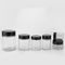 1 - 10 Oz Glass Cream Jars , Cylindrical Storage Glass Bottle Jar With Black Plastic Lid