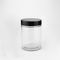 1 - 10 Oz Glass Cream Jars , Cylindrical Storage Glass Bottle Jar With Black Plastic Lid