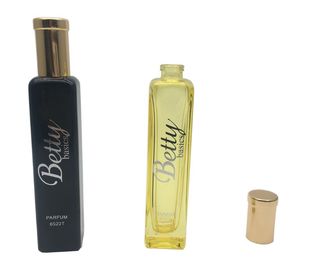 STOCK Mini Refillable Glass Perfume Bottles 20ml Square With Sprayer / Gold Caps