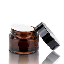 Black Refillable Glass Cream Jars 15g 20g 30g 50g 100g Round Small Amber Glass Jars