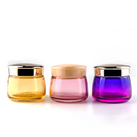 Fashion Glass Cream Jars 100ml 3OZ Flat Round Skin Care Body Face Containers